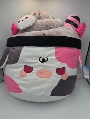 Plush goals Cuddle Barn Kawaii Fiend Mooshake Pink Gray Cow Plush NWTs 17"